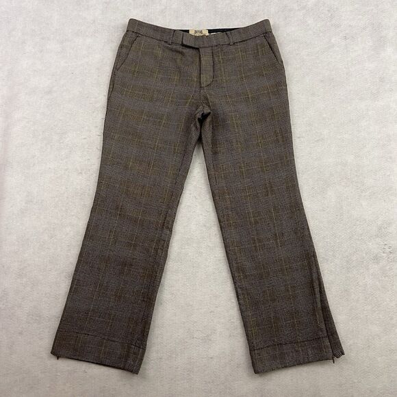 Juicy Couture Pants Womens Size 34 Brown Plaid Wool Tweed Wide Leg Side Zip Hem - Picture 3 of 15